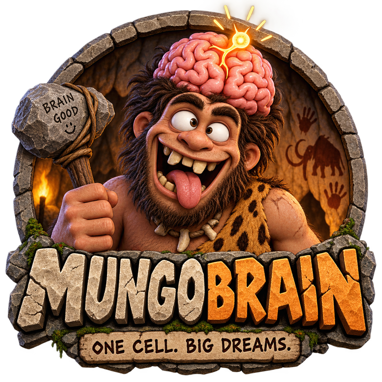 Mungobrain caveman logo